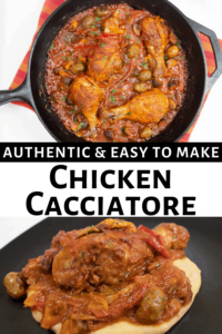 Pinterest Pin for Chicken Cacciatore recipe.